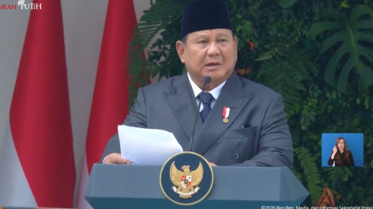 Presiden Prabowo Subianto saat memimpin Upacara Peringatan Hari Lahir Pancasila di Gedung Pancasila, Kementerian Luar Negeri, Jakarta, pada Senin, 1 Juni 2026. (Foto: Istimewa)