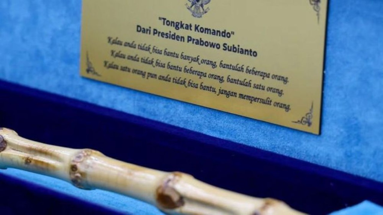 Tongkat komando hadiah Presiden Prabowo Subianto kepada Komandan Paspampres Mayjen Edwin Adrian Sumantha. (Foto: Instagram @edwin.sumantha)