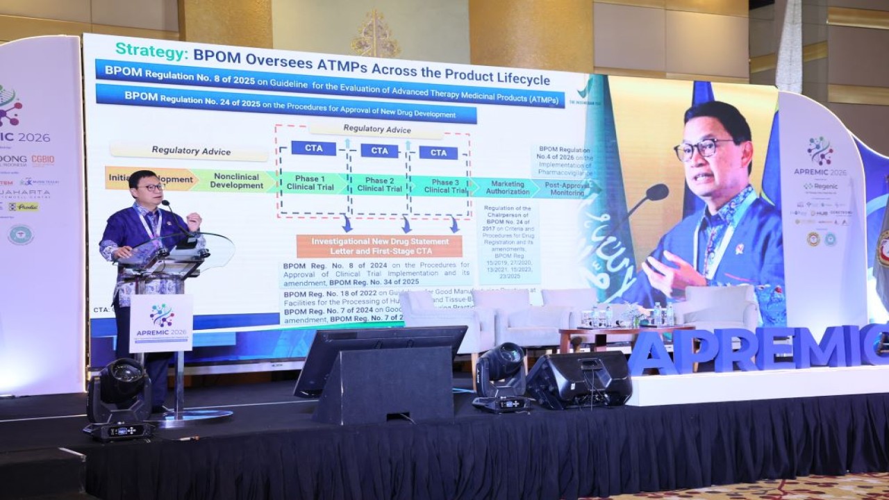 Kepala Badan Pengawas Obat dan Makanan (BPOM) RI, Prof. Taruna Ikrar menjadi pembicara pada Asian Pacific Regenerative Medicine Congress (APREMIC) 2026. (Istimewa)