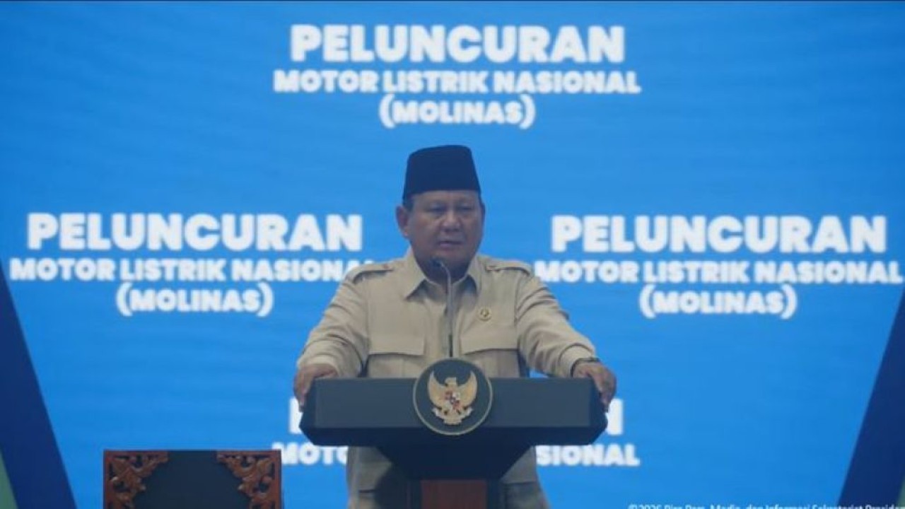 Presiden Prabowo Subianto di peluncuran motor listrik nasional. (Foto: Istimewa)