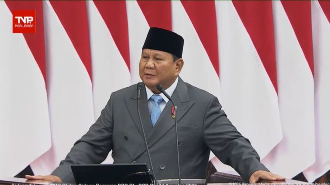 Presiden Prabowo Subianto saat pidato kenegaraan di Sidang Tahunan MPR 2026. (Foto: Istimewa)