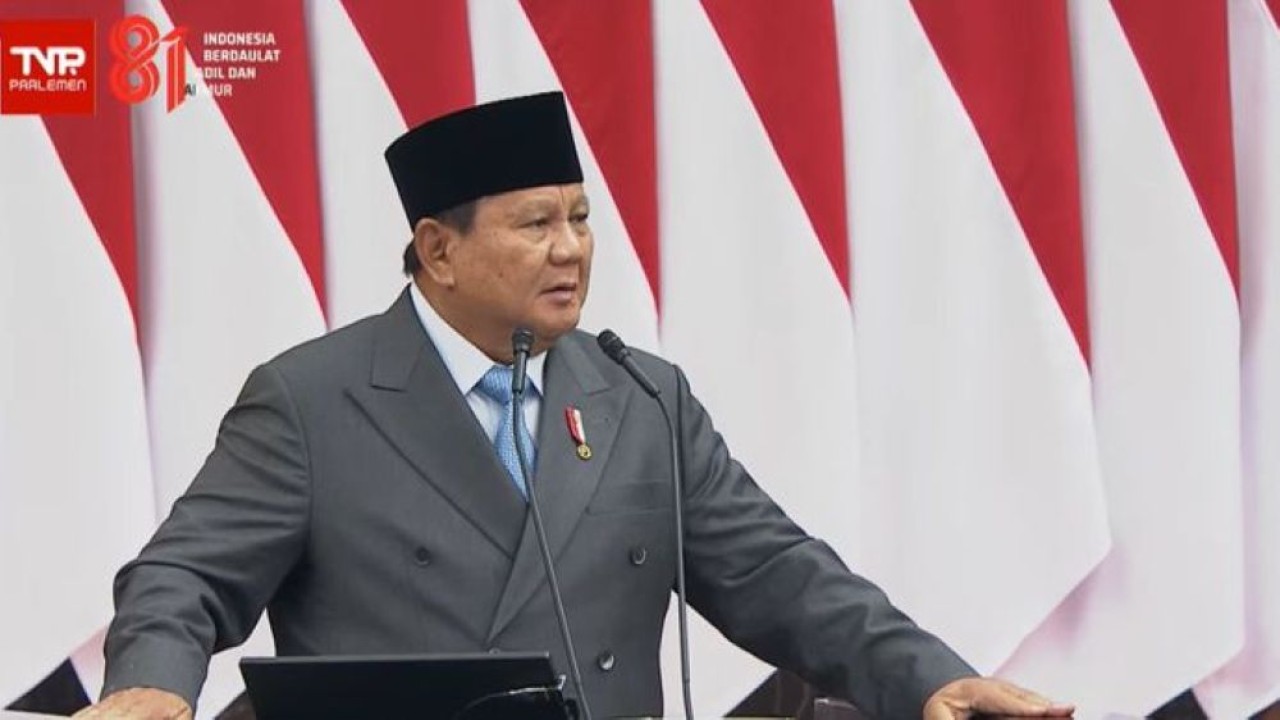 Presiden Prabowo Subianto Saat pidato kenegaraan di Sidang Tahunan MPR 2026. (Foto: Istimewa)